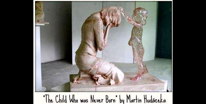 Heart Rending Memorial Sculpture of Mother and Aborted Child